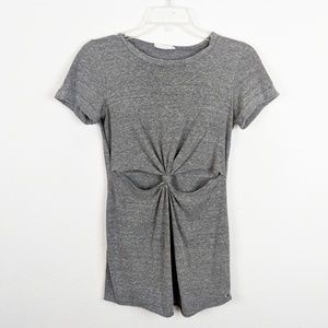 Honey Punch Grey Scoop Neck Cutout Tee